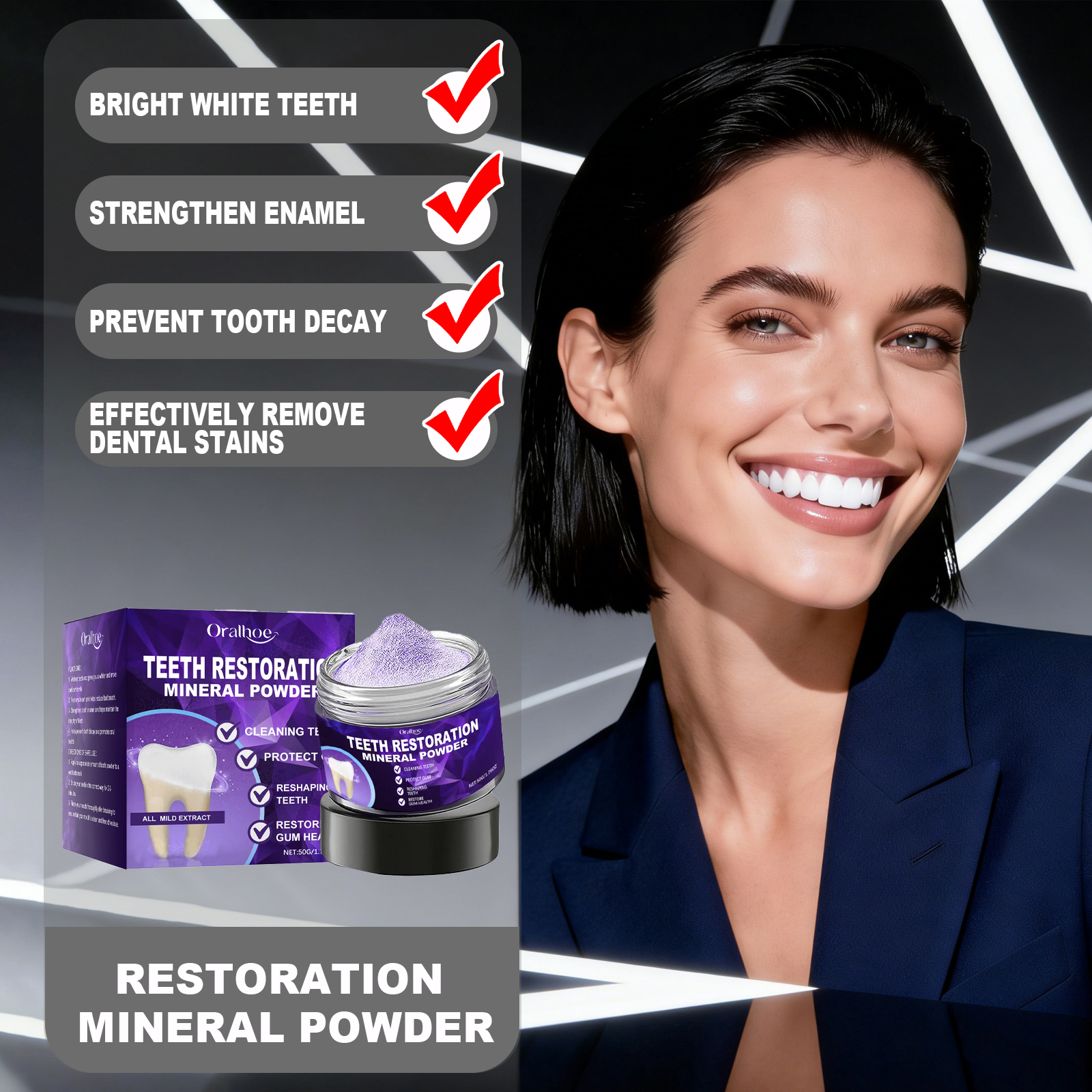 Purple Teeth Bleaching Powder  - Teeth Whitening Ingredients ulasan dan harga